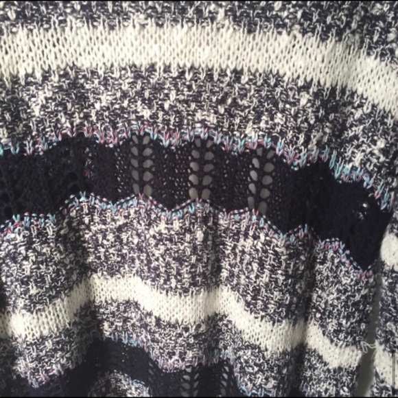 Striped Long Cardigan Gray Blue White Size M - Picture 4 of 5